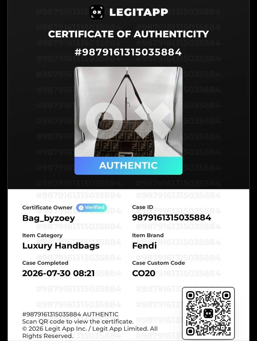 CO20 💟 FENDI Zucca Mama Baguette Tobacco